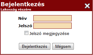 4. ábra Bejelentkezés Lakosság részére