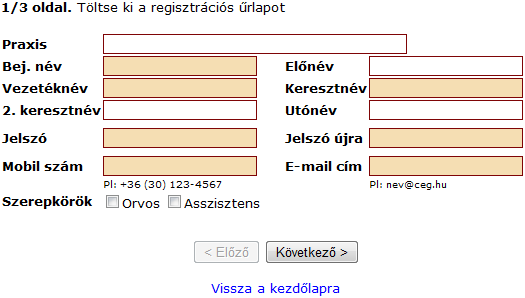 5. ábra Családorvosi regisztráció (1. oldal)